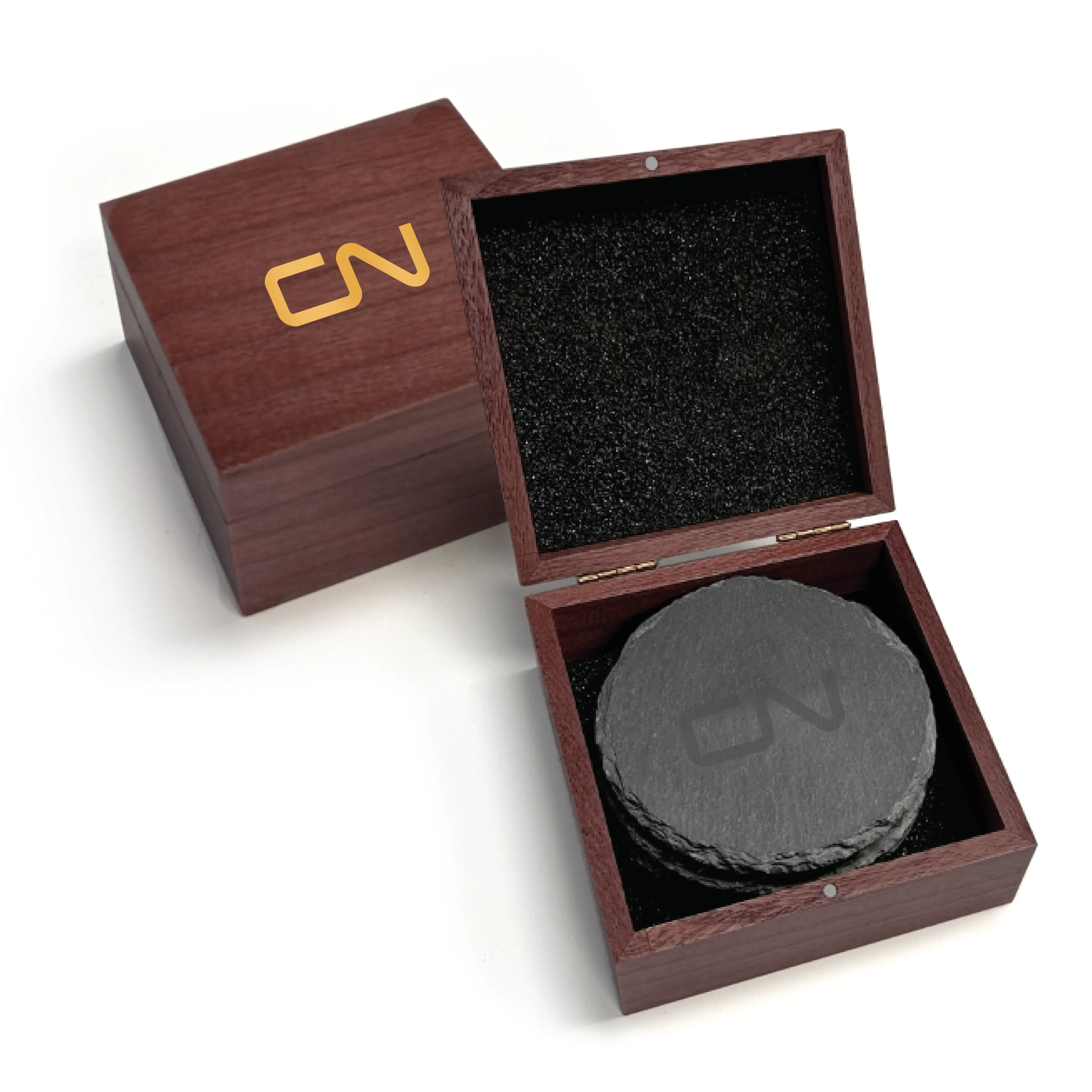 Slate Coasters in Wooden Box